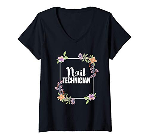 Womens Nail Technician Learn Nail Tech Artist Manicurist V-Neck T-Shirt