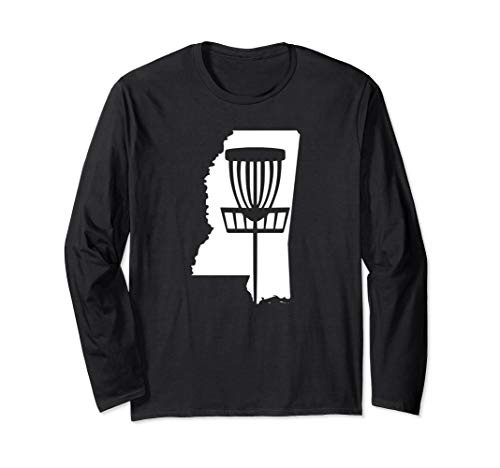 Mississippi Disc Golf State with Basket Graphic Long Sleeve T-Shirt