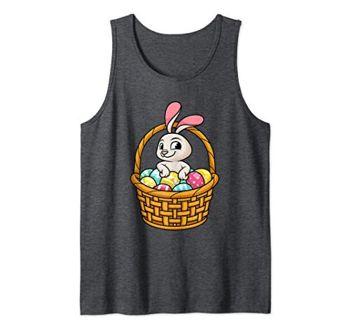 Happy Easter Cute Bunny In Basket With Easter Eggs Tank Top