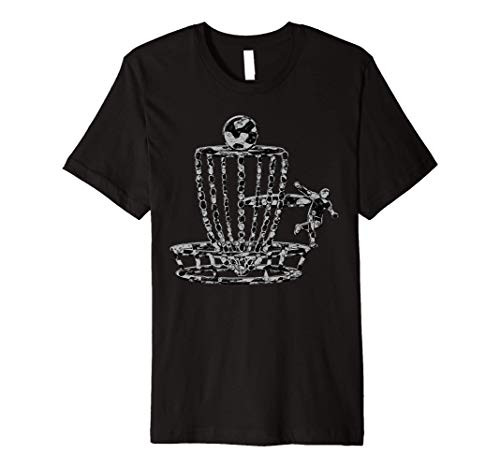 Vintage Disc Golf Basket Art Disc Golfer Abstract Greys Premium T-Shirt