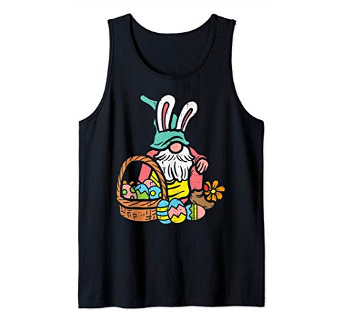 Nordic Garden Gnome Bunny Easter Eggs Basket Tomte Nisse Tank Top