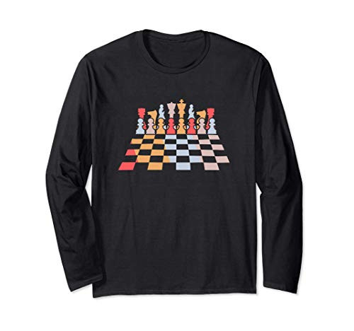 Retro Chess Board And Pieces Chess Player Chess Lovers Chess Long Sleeve T-Shirt