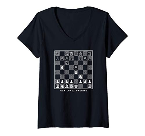 Womens Ruy lopez opening chess board - chess player gift V-Neck T-Shirt