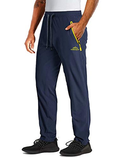 MAGCOMSEN Mens Sweatpants Open Bottom Mens Joggers Gym Pants Workout Pants Summer Pants Athletic Pants Quick Dry Pants Hiking Pants Mens Navy