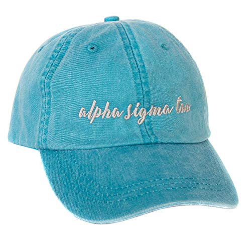 Alpha Sigma Tau -N- Sorority Baseball Hat Cap Cursive Name Font AST -Bright Blue - N- Alpha Sigma Tau -N- Sorority Baseball Hat Cap Cursive Name Font AST -Bright Blue - N-