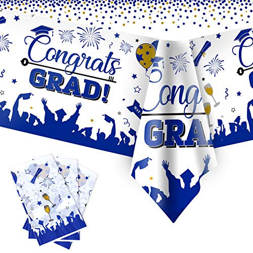 Graduation Tablecloths- 3 Pack Large Size Plastic 54inchx108inch Congrats Grad Graduation Party Tablecover Decorations for Class of 2021
