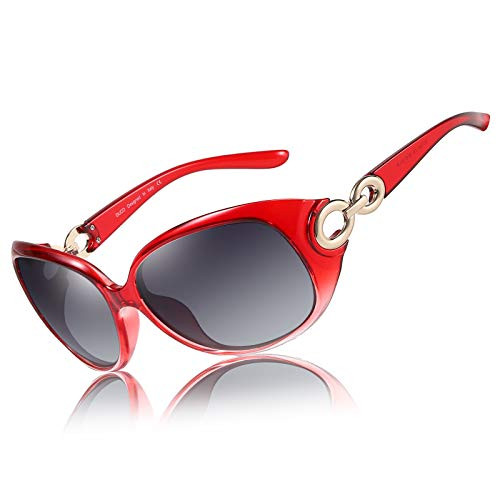 Duco Women's Classic Star Polarized Sunglasses 100 percent UV Protection 1220 -Gradient Red- 2.56-