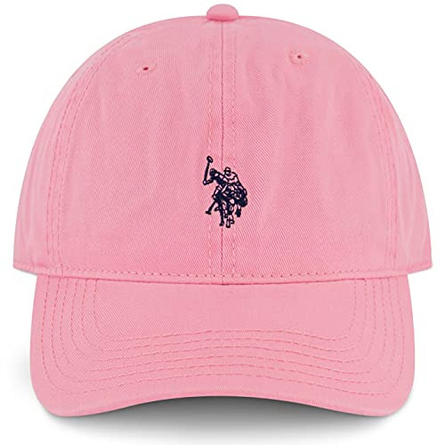 U.S. Polo Assn. Concept One Cotton Adjustable Curved Brim Baseball Cap with Embroidered Small Pony Logo- Pink- One Size