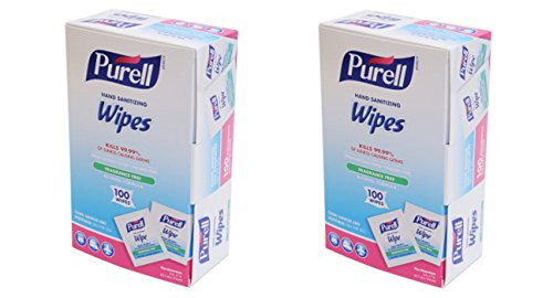GOJO - PURELL Premoistened Sanitizing Hand Wipes- 5 x 7- 100/Box --- Sold as 2 Packs of - 100 - / - Total of 200 Each