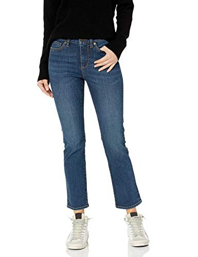 Amazon Brand - Goodthreads Women's Mid-Rise Slim Straight Jean- Deep Blue 28