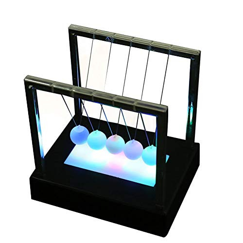 LOadSEcr Newtons Cradle- Toys for Desk- Newton's Cradle- LED Luminous Light Newton Cradle Pendulum Balance Swing Ball Decorative Ornament for Office and Home Decoration Black Large