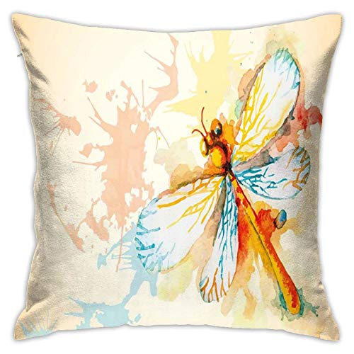 GULTMEE Watercolor Moth with Branch Print Wings On Abstract Backdrop Throw Pillow Cushion Cover-Home Decoration Throw Pillowcase Cushion Cover Double Sided Printed-18inch X 18inch