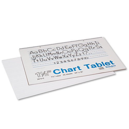 Chart Tablets w/Manuscript Cover- Ruled- 24 x 16- White- 25 Sheets