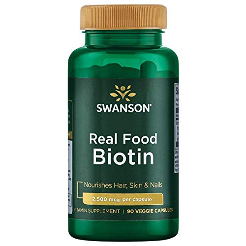 Swanson Real Food Biotin Vitamin B-7 Hair Skin Nail Metabolism Health from Organic Hummingbird Tree Extract Vegan Gluten-Free Non-GMO B7 5000 mcg 90 Veggie Capsules -Caps- Swanson Real Food Biotin Vitamin B-7 Hair Skin Nail Metabolism Health from Organic Hummingbird Tree Extract Vegan Gluten-Free Non-GMO B7 5000 mcg 90 Veggie Capsules -Caps-