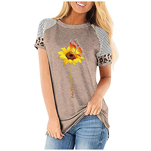 Meikosks Women's Summer Sunflower Tops Tee Crewneck Short Sleeve T Shirt Casual Blouses Khaki Meikosks Women's Summer Sunflower Tops Tee Crewneck Short Sleeve T Shirt Casual Blouses Khaki
