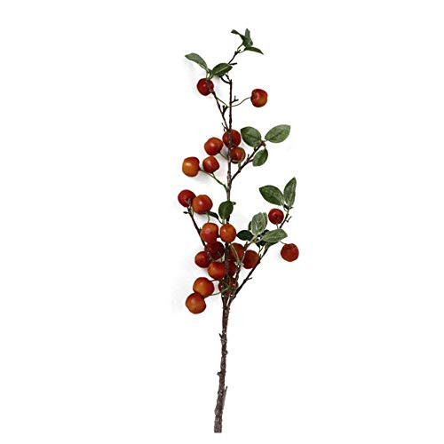 QULONG Simulation Small Apple Branch- 39inch Artificial Red Berry Flower Branch with Green Leaves- Decorative Fruit Branch Photography Props for Home Weddng Party Decor
