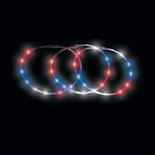 USA Patriotic LED Chasing Light Necklaces - Set of 6 - Fourth of July Jewelry Party Supplies