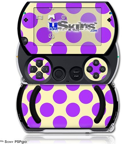 Kearas Polka Dots Purple On Cream - Decal Style Skins -fits Sony PSPgo-