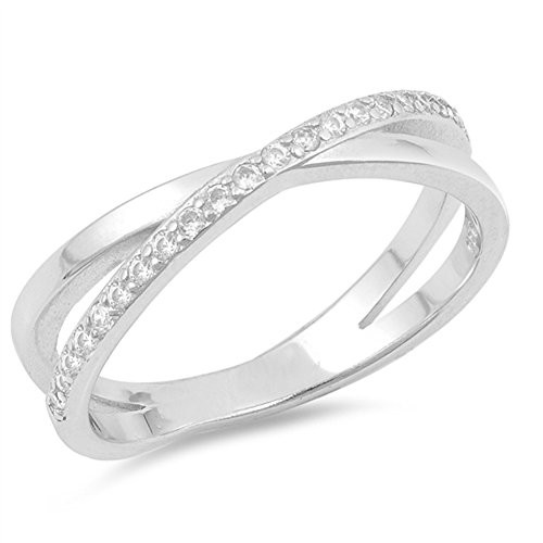 Clear CZ Criss Cross Infinity Knot Ring New .925 Sterling Silver Band Size 8
