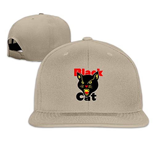 HDOLUICQR Black Cat Fireworks Baseball Cap Flat Brim Visor Classic Snapback Adjustable Dad Trucker Hat