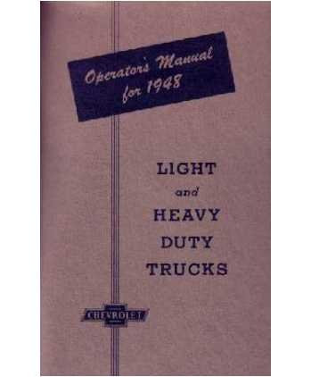 1948 CHEVROLET TRUCK Full Line Owners Manual User Guide