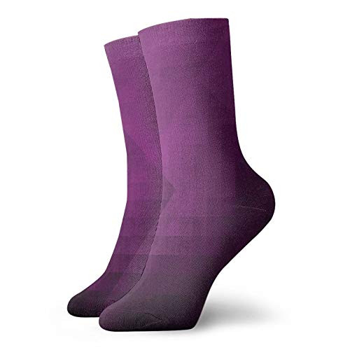 Eggplant Fashion Compression Socks-Abstract Purple Squares In Faded Color-Performance Polyester Cushioned Athletic Crew Socks for Running-Athletic-Purple -12 inch