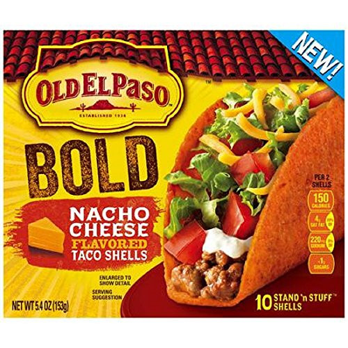 Old El Paso- Stand 'n Stuff- Nacho Cheese Flavored Taco Shells- 10 Count- 5.4oz Box -Pack of 3-