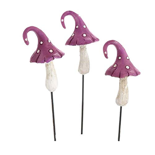 Georgetown USA Fiddlehead Fairy Garden Miniature Fairies Ornament - Curled Purple Top Mushrooms -3pcs-