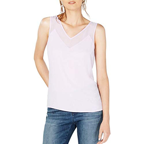 INC Women's Contrast Sheer-trim Blouse Shirt Top