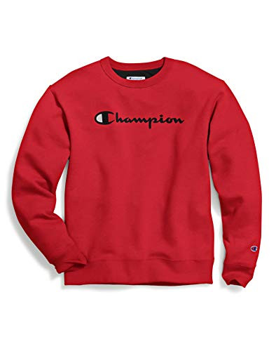 Champion Men's Powerblend Fleece Crew- Script Logo- Team Red Scarlet-y06794- XX-Large