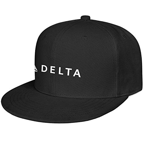 Cpljq Men Women's Solid Flat Bill Cap Delta-Airline-Logo- Cool Adjustable Snapback Baseball Hats