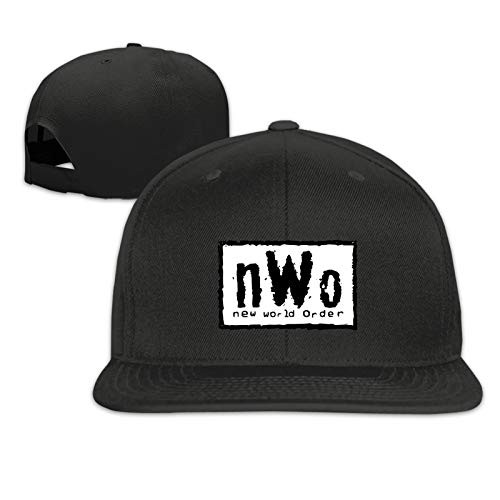 BGRWVCX NWO Logo Unisex Flat Brim Baseball Cap Sports Lightweight Breathable Adjustable Snapback Hat Hip Hop Style Black