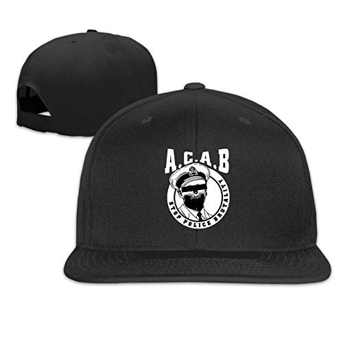 BGRWVCX ACAB Stop Police Brutality Unisex Flat Brim Baseball Cap Sports Breathable Adjustable Snapback Hat Black