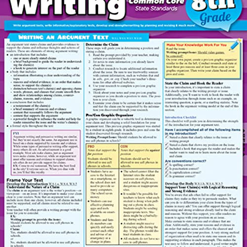 BarCharts 9781423223771 Writing Common Core 8th Grade