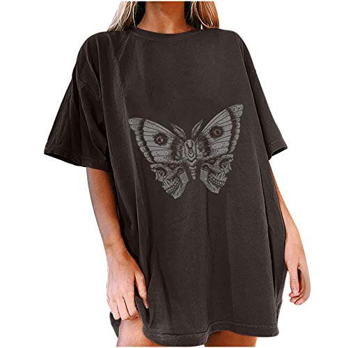 YSLMNOR Vintage Butterfly Tops for Womens Short Sleeve Tunic Casual Crewneck Tshirts Cute Summer Pullover
