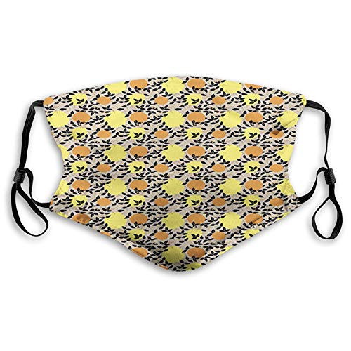 Windproof Activated Carbon msak-Continuous Lemons Oranges Berries Leaves Pattern-Facial decorations for Child