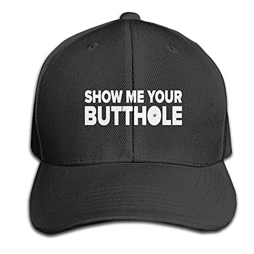 JIAXINGO Show Me Your Butthole Unisex Adjustable Baseball Cap Leisure Casquette Hat Breathable Trucker Cap Black