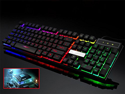 Nacome Light Keyboard-Colorful Crack LED Illuminated Backlit USB Wired PC Rainbow Gaming Keyboard -Black-