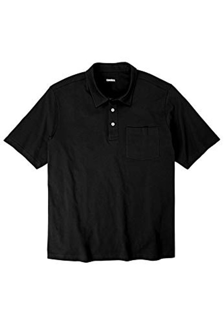 KingSize Men's Big  and  Tall Shrink-Less Lightweight Polo T-Shirt - Tall - 5XL- Black