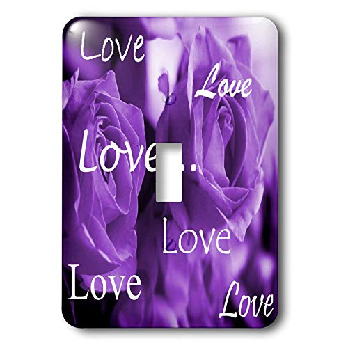 3dRose lsp_6918_1 Three Dusty Purple Roses With Love Single Toggle Switch- Multicolor