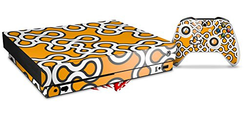 Skin Wrap for XBOX One X Console and Controller Locknodes 03 Orange