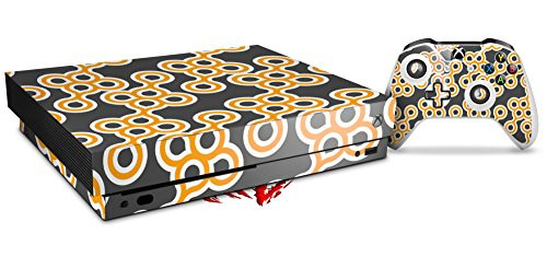 Skin Wrap for XBOX One X Console and Controller Locknodes 02 Orange