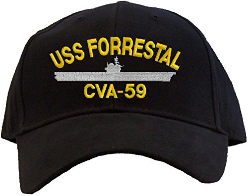 USS Forrestal CVA-59 Embroidered Baseball Cap - Black
