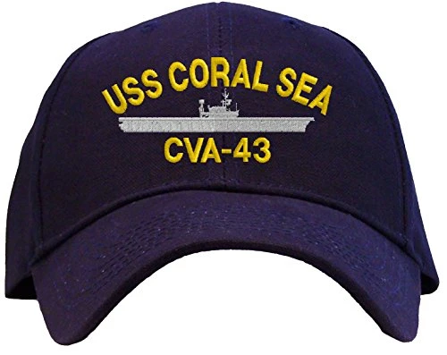 USS Coral Sea CVA-43 Embroidered Baseball Cap - Navy Blue
