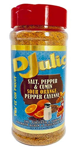 DJulio Salt- Pepper- Cumin- Cayenne  and  Sour Orange Seasoning | DJulio Condimento de Sal- Pimienta- Comino- Cayena y Naranja Agria -13.5 oz- 3 Pack-