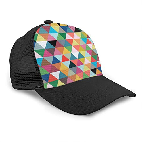 ETO Color Triangle Pattern Trucker Hats Sports Cap Dad Hats Unisex Mesh Fitted Cap Baseball Sun Cap Black