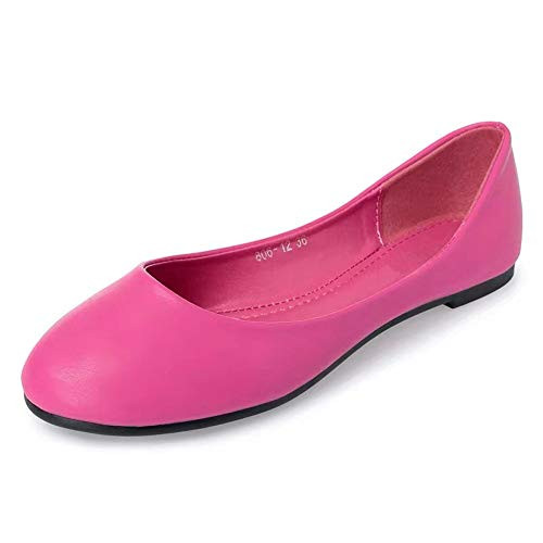 boomboomshop Women's Flats Ballet Round Toe Casual Flat OL Slip-On Shoes Foldable Casual Comfortable Pink