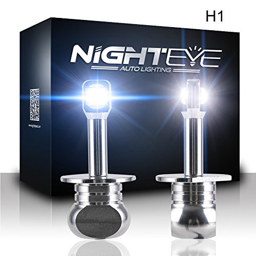 H1 Car LED Fog Light Blubs Replacement- NIGHTEYE Extremely Bright 80W 3-000 Lumens 6000K Daytime White Car Fog Light Conversion Kit-with 8 LEDs CREE LED Chips for Fog Light Lamps Replacement