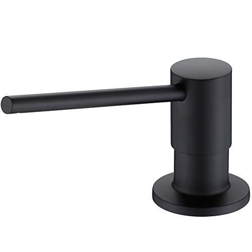 Lonheo Soap Dispenser for Kitchen Sink Black Matte- Built in Stainless Steel Countertop Lotion Dispenser with Brass Pump Head-17OZ Bottle Refill from The Top for Kitchen-Bathroom