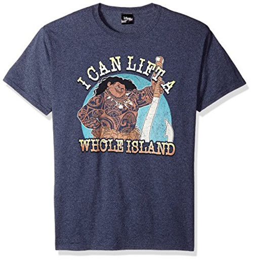 Disney Men's Moana Maui Whole Island Lift Graphic T-Shirt- Navy Heather- 5X-Large Disney Men's Moana Maui Whole Island Lift Graphic T-Shirt- Navy Heather- 5X-Large